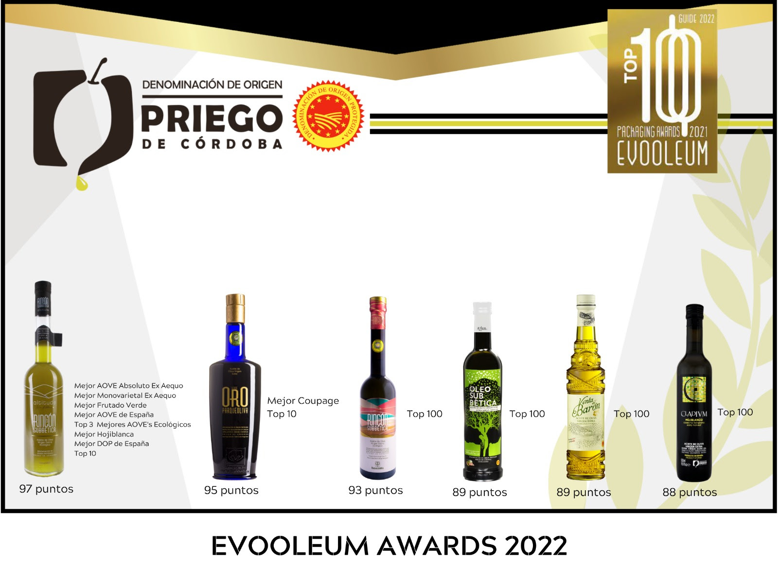 SEIS AOVE’s DE LA D.O.P. PRIEGO DE CÓRDOBA EN LA GUÍA EVOOLEUM