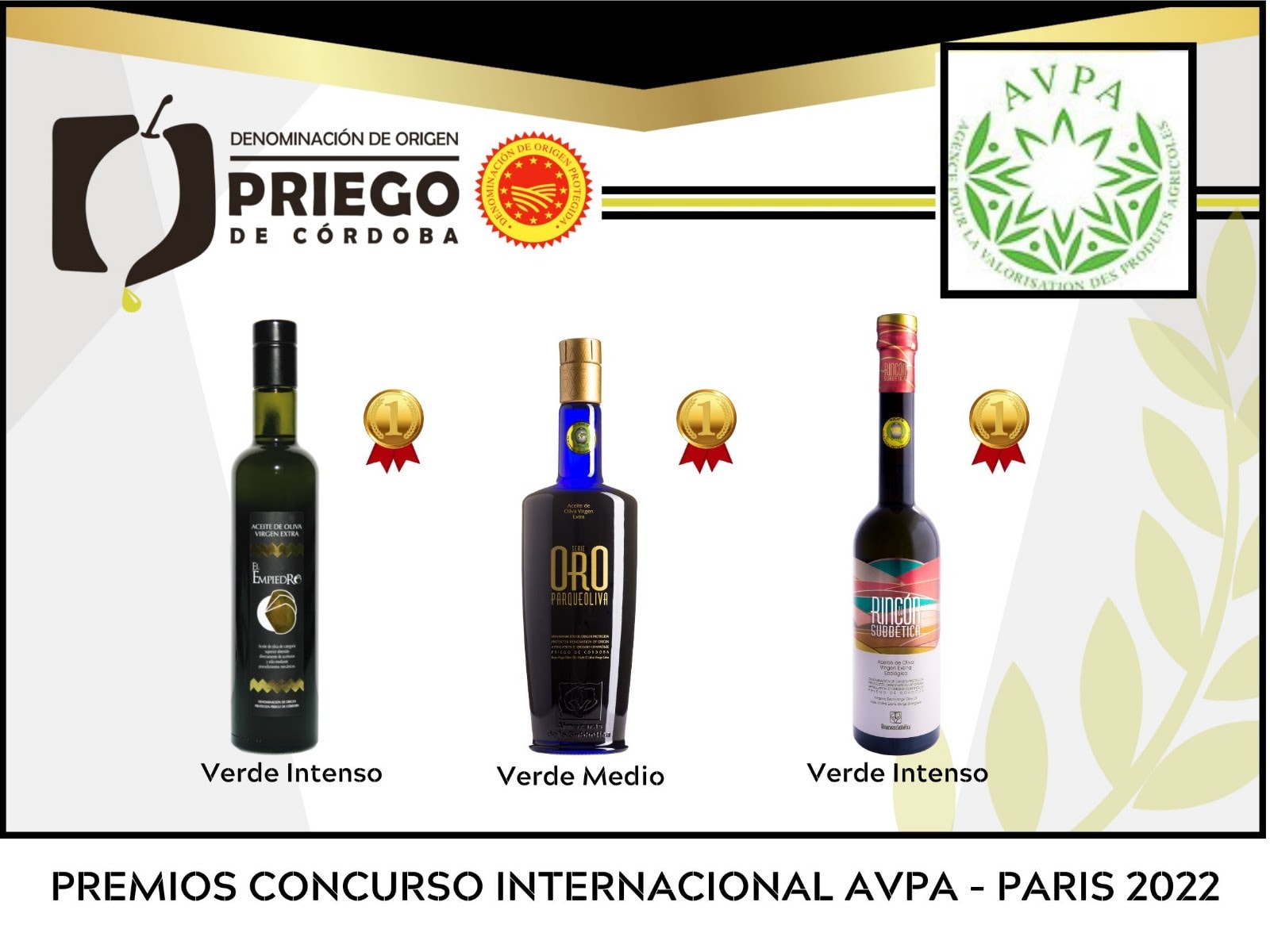 AVPA París Premia a Tres AOVE'S con Sello de Calidad Prieguense