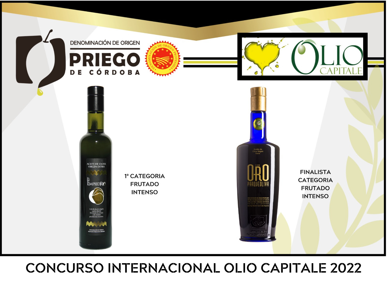 DOS RECONOCIMIENTOS PARA LOS ACEITES DE OLIVA VIRGEN EXTRA DE LA DOP PRIEGO DE CÓRDOBA EN ITALIA